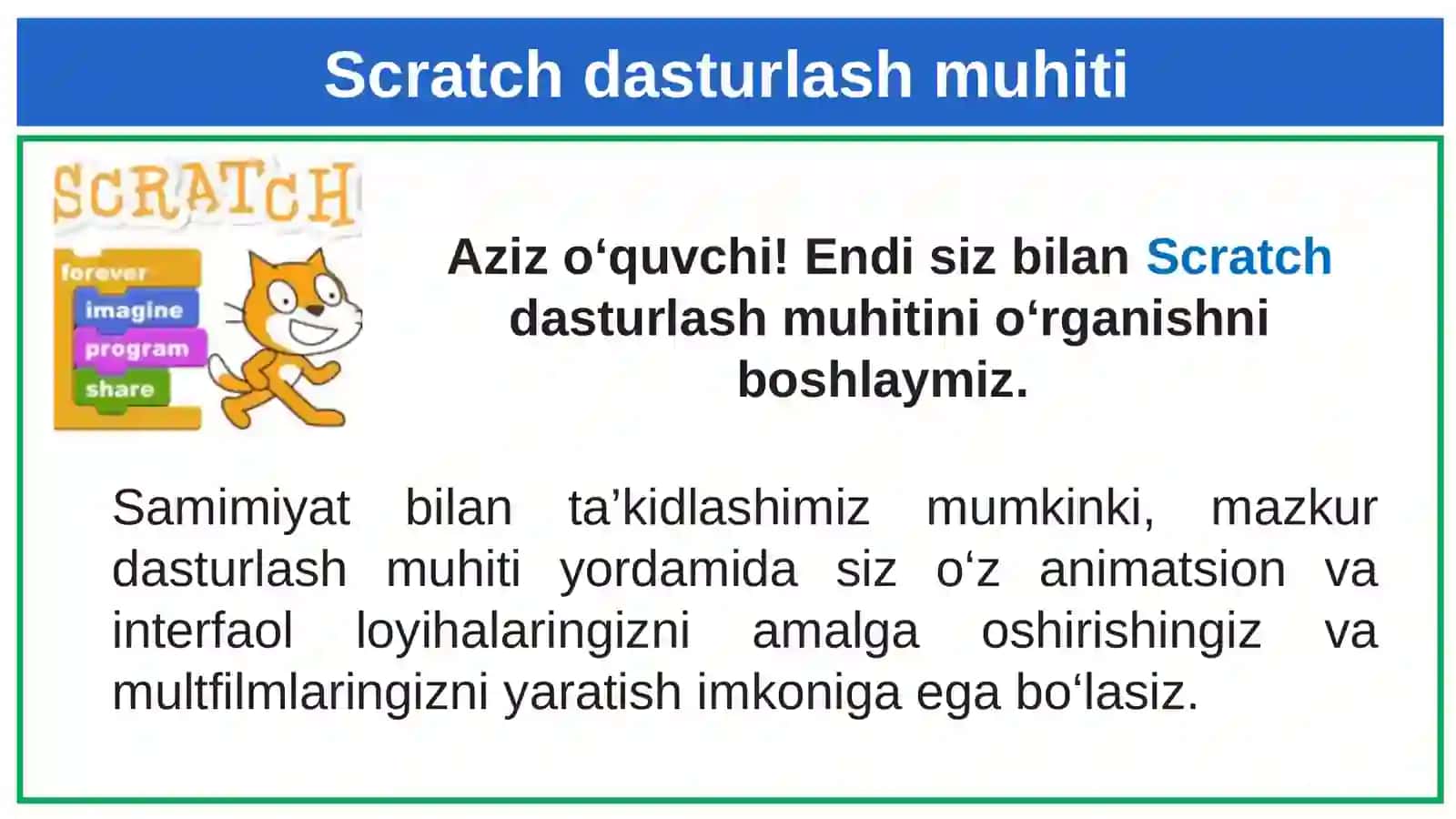 Scratch dasturlash muhiti 2