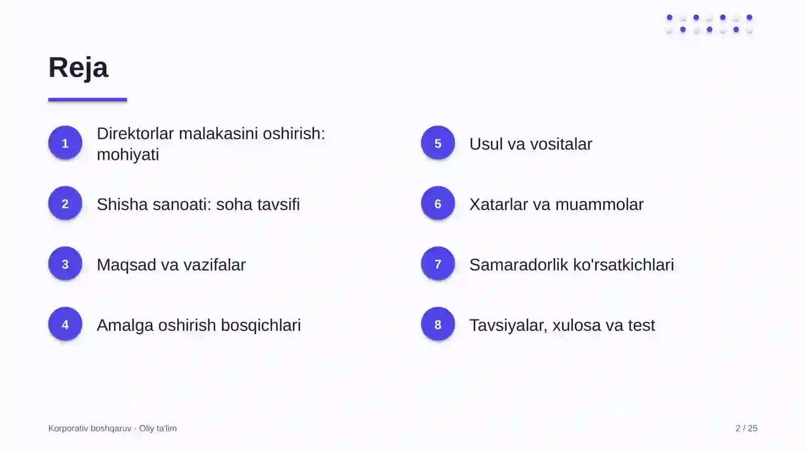 Shisha sanoatida direktorlar malakasini oshirish 2
