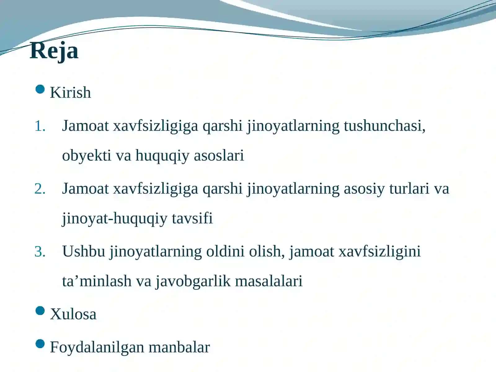 JAMOAT XAVFSIZLIGIGA QARSHI JINOYATLAR 2