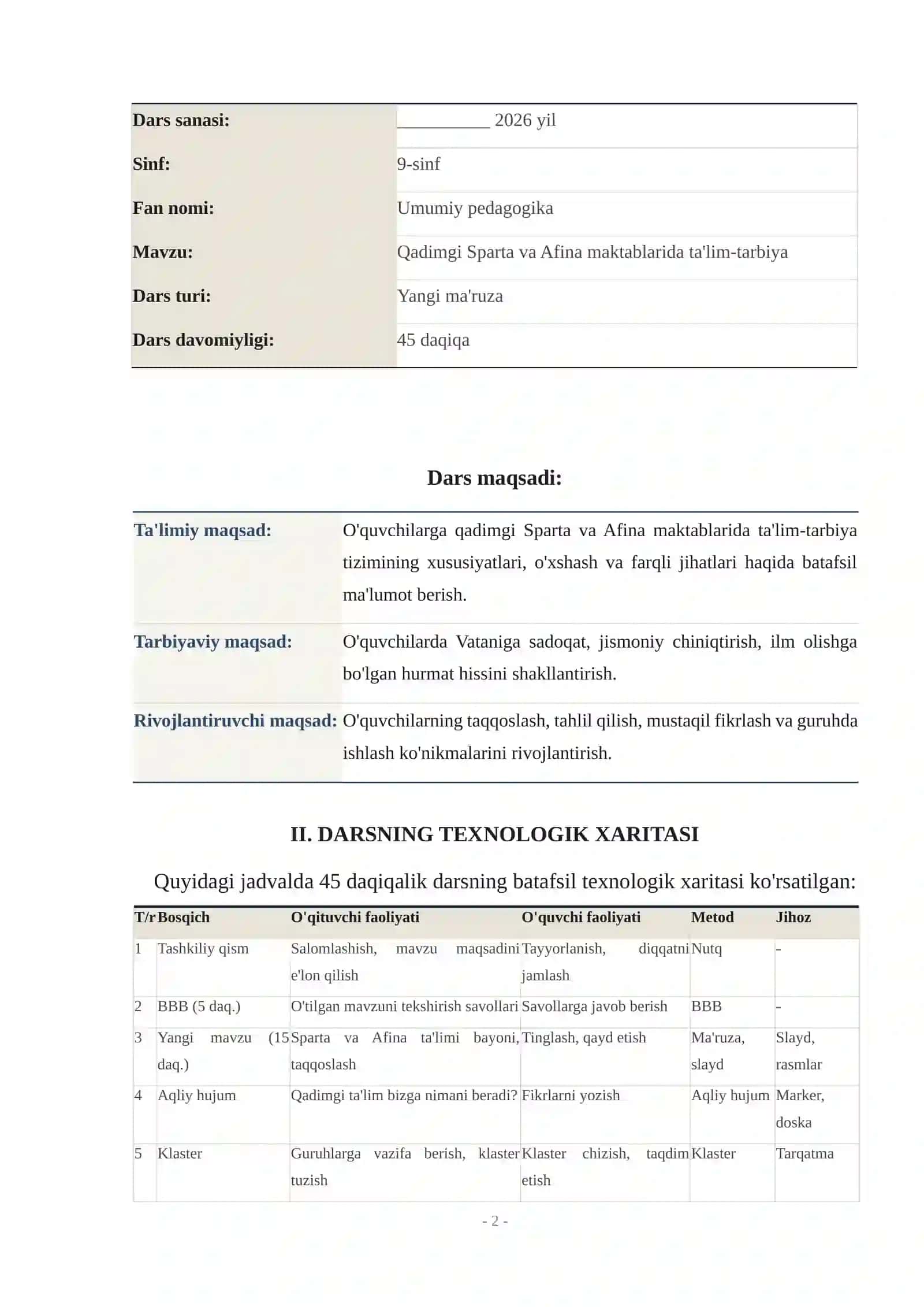 Pedagogikaning ijtimoiy fan sifatida jamiyat taraqqiyotidagi o'rni va Pedagogik fikrlar taraqqiyoti va tarixiyligi 2