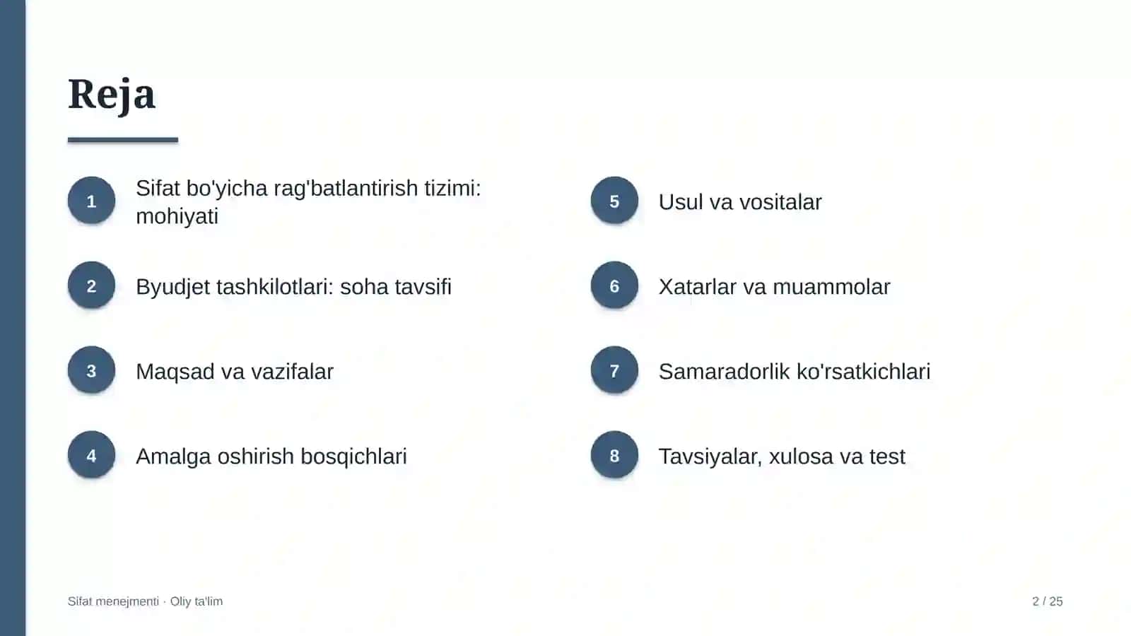 Byudjet tashkilotlarida sifat bo'yicha rag'batlantirish tizimi 2