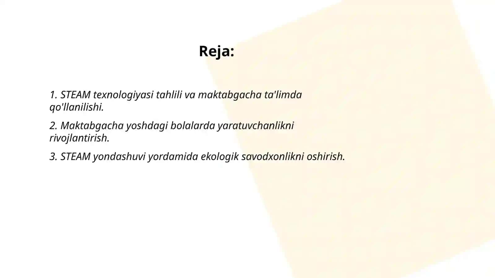 Maktabgacha ta'limda atrof muhitga muhabbat hissini uyg'otish uchun STEAM ta'lim texnologiyasini qo'llash 2