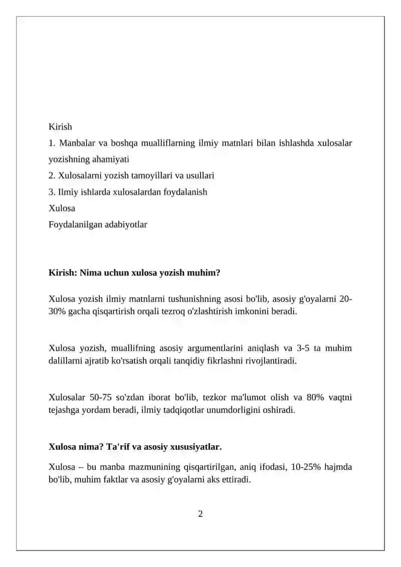 Referat yozish manbalar va boshqa mualliflarning ilmiy matnlari bilan ishlash tamoyili sifatida 2