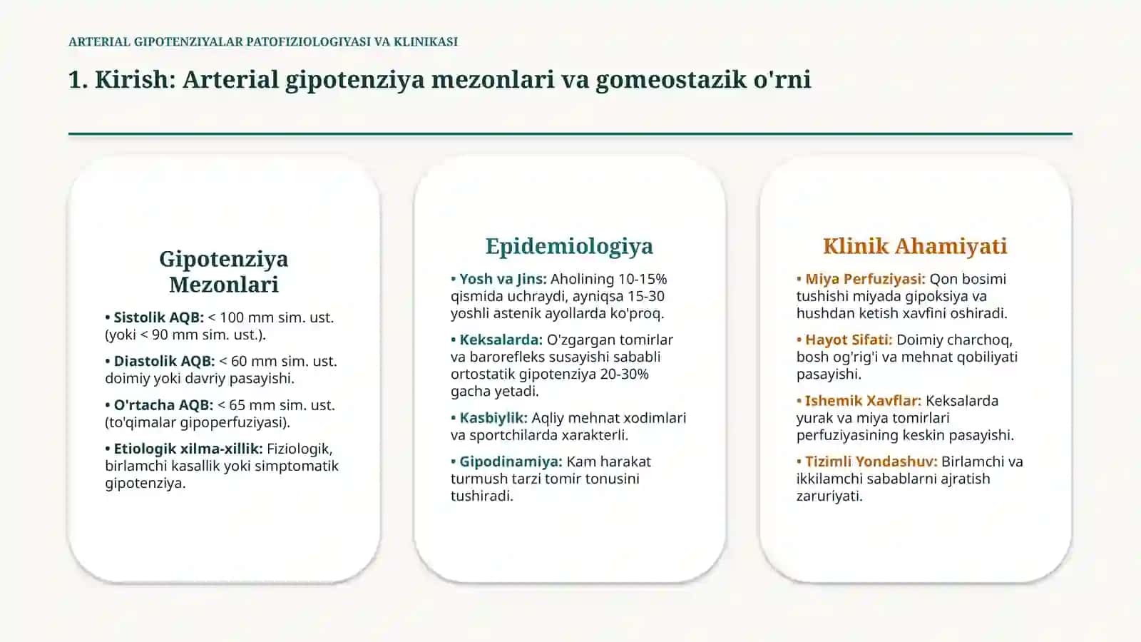 Arterial gipotenziya: turlari, sabablari va patogenezi — 15 slayd 2