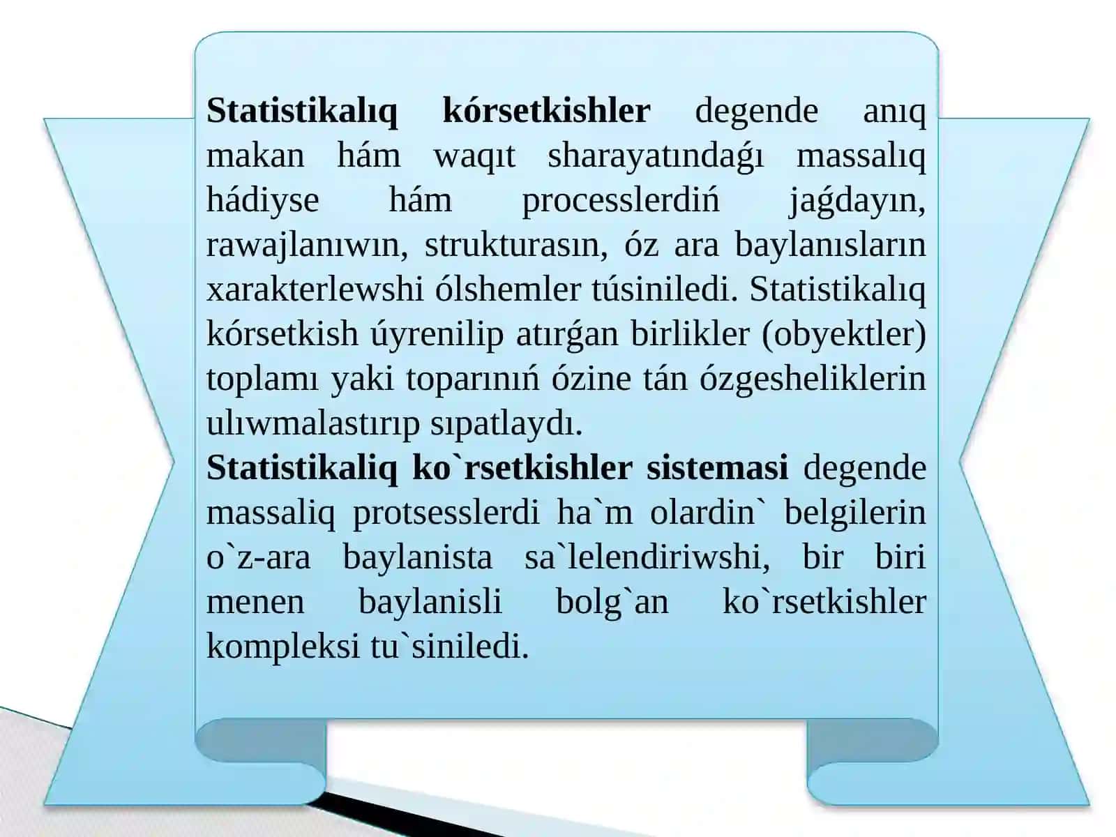 STATISTIKALIQ KO`RSETKISHLER 2