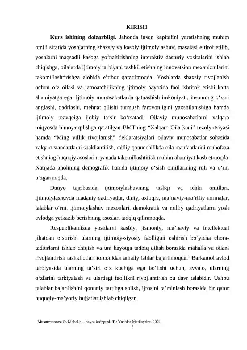 ZAMONAVIY O‘ZBEK OILASI ICHIDAGI ZIDDIYATLAR, INQIROZLAR HAMDA ULARNI BARTARAF ETISHDA O‘QITUVCHI YORDAMI. 2