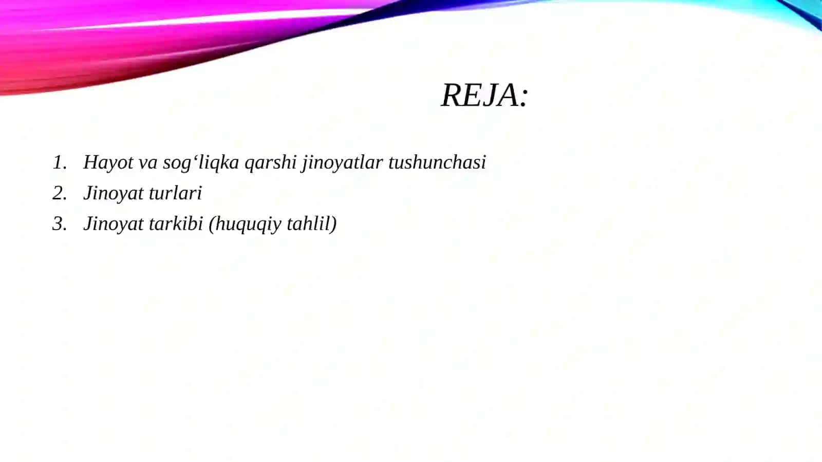 Hayot yoki sog’liq uchun xavfli jinoyatlar huquqiy tahlili 2