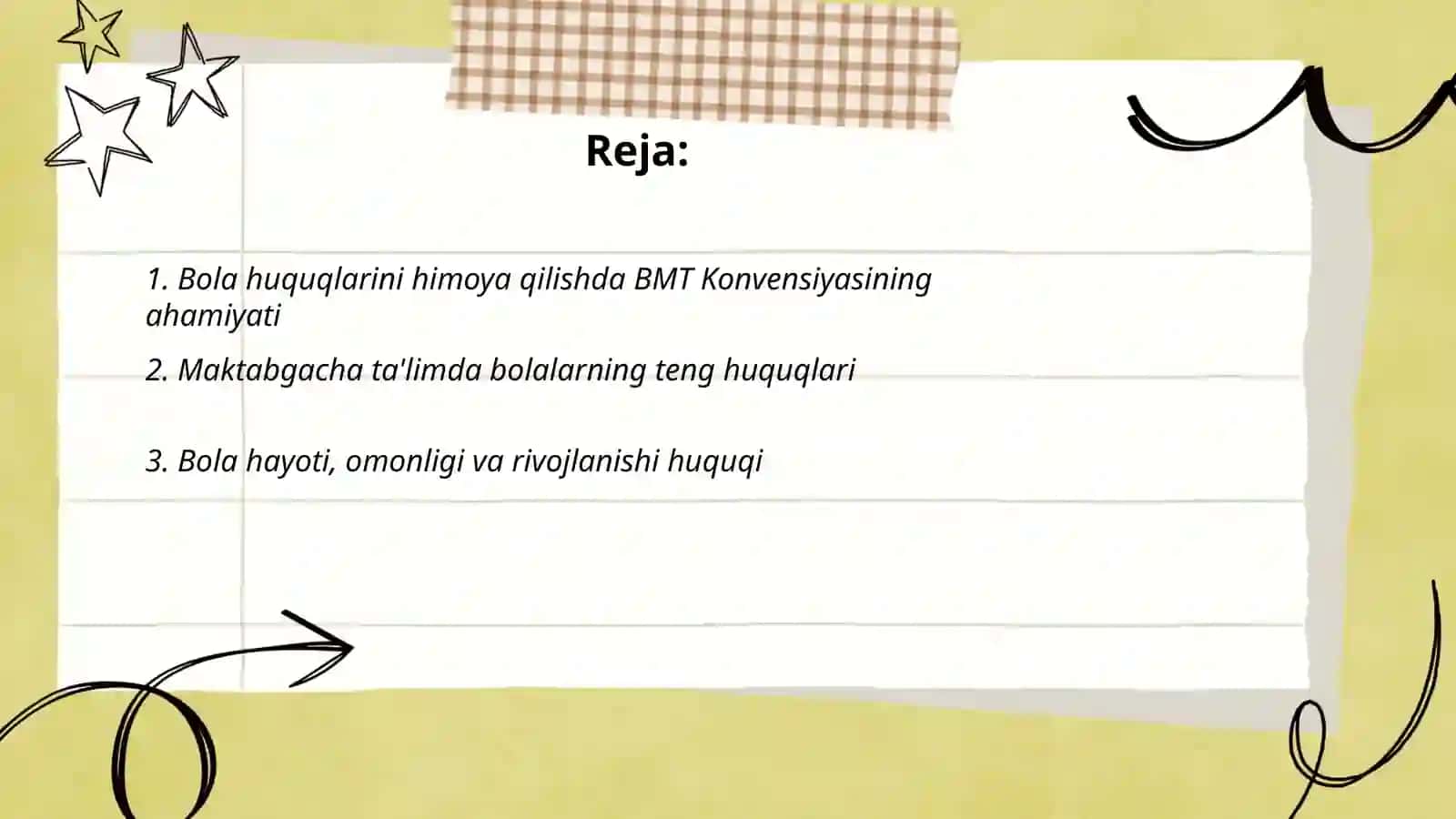 Maktabgacha ta'lim tashkilotlarida "Bola huquqlari to'g'risida"gi BMT Konvensiyasidan foydalanish 2