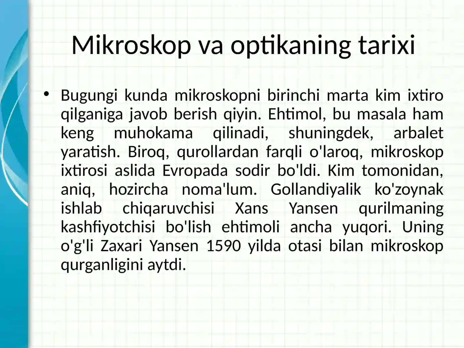 Mikroskop va Optika Tarixi 2