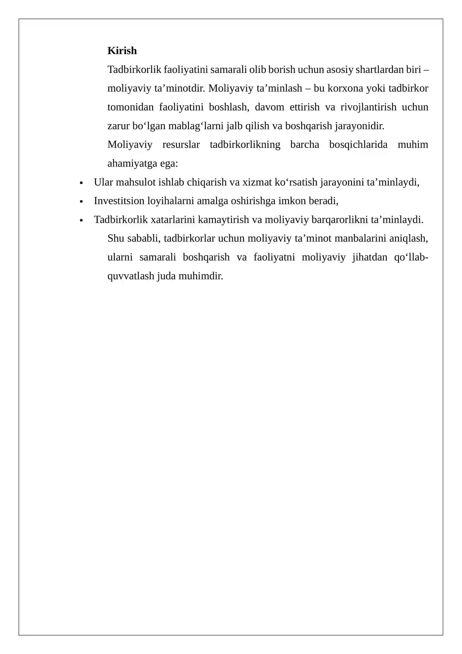 Tadbirkorlikni moliyaviy ta’minlash yo‘llari 2
