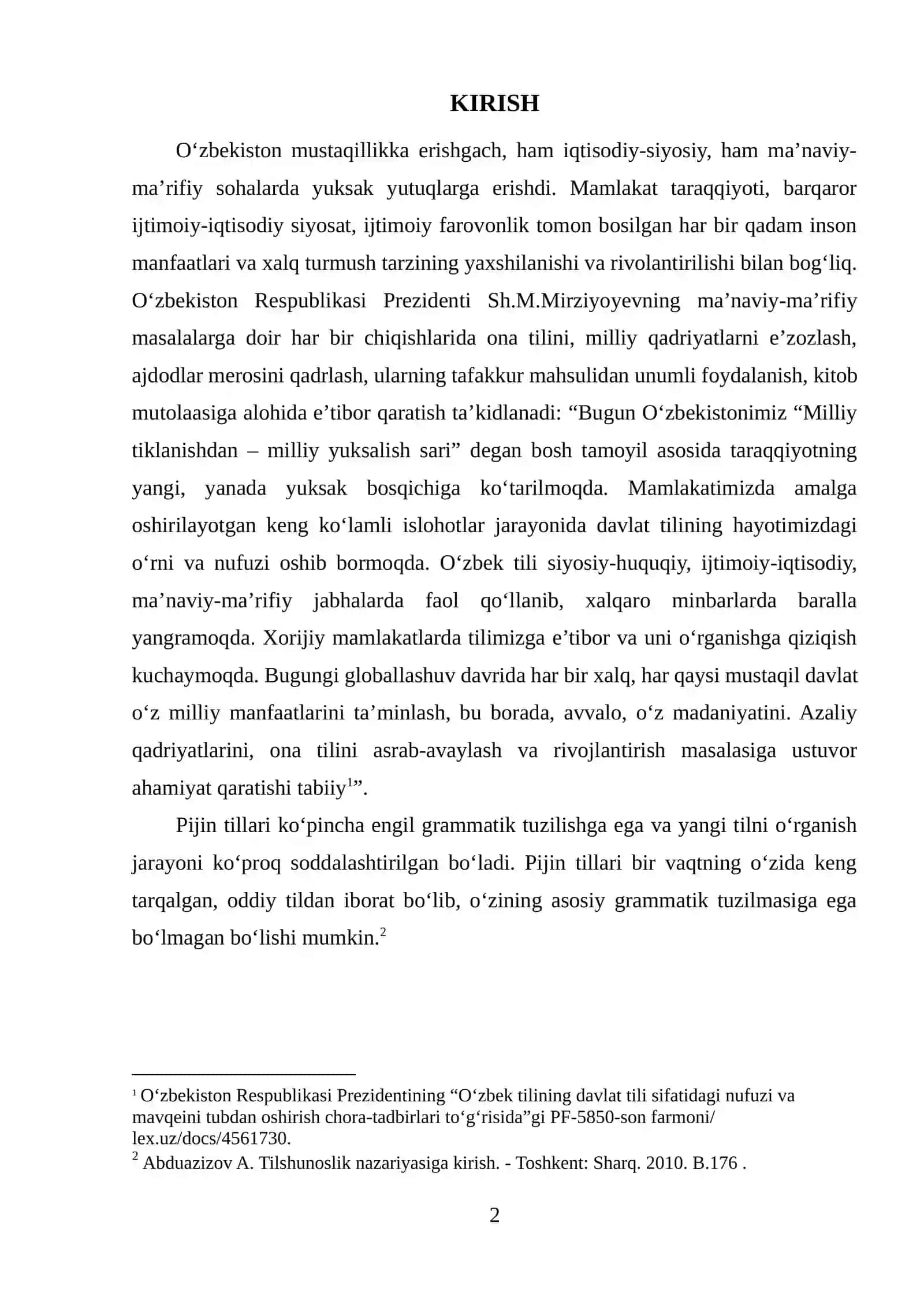 KREOL VA PIJIN TILLARI 2