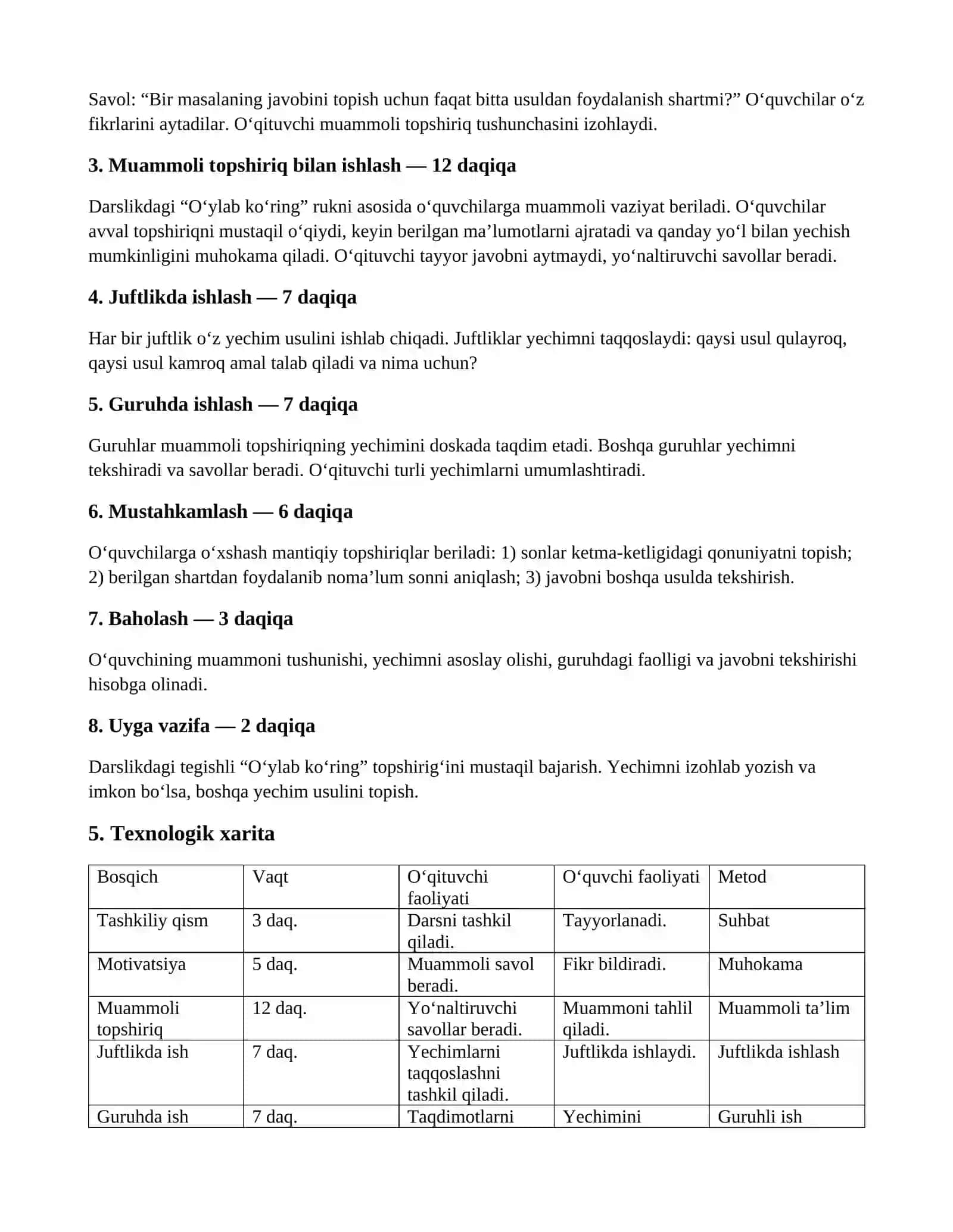 5-SINF MATEMATIKA FANIDAN DARS ISHLANMASI VA TEXNOLOGIK XARITA 2