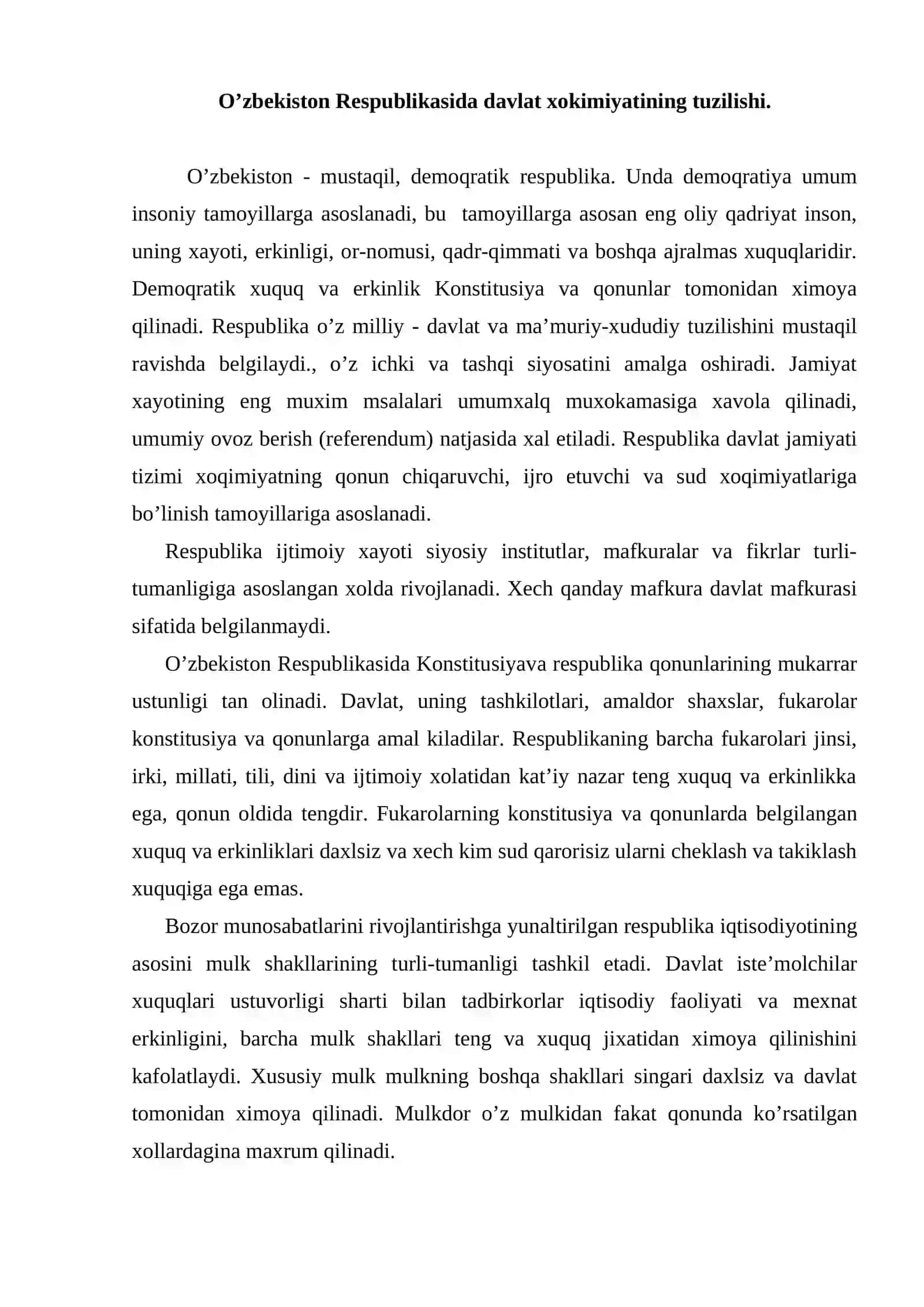 O'zbekiston Respublikasida davlat hoqimiyati 2