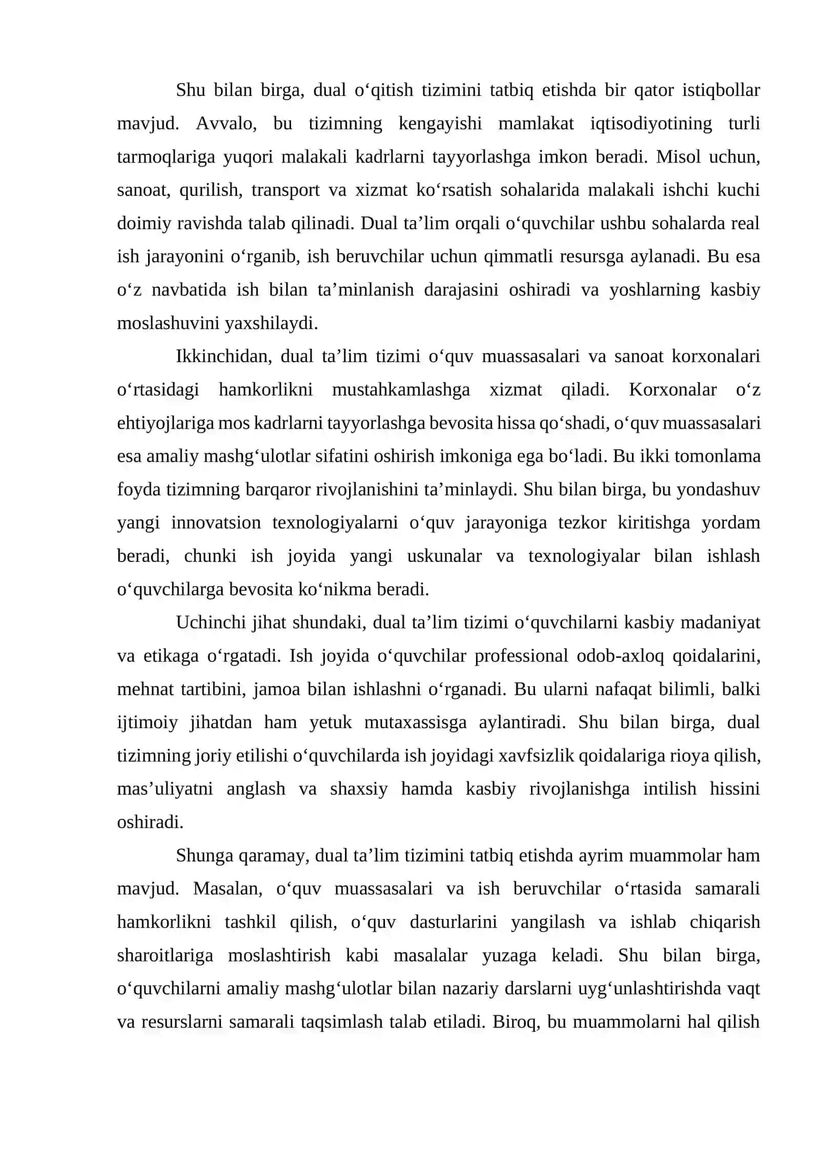 Professional ta'limga dual o'qitish tizimini tatbiq etish istiqbollari 2