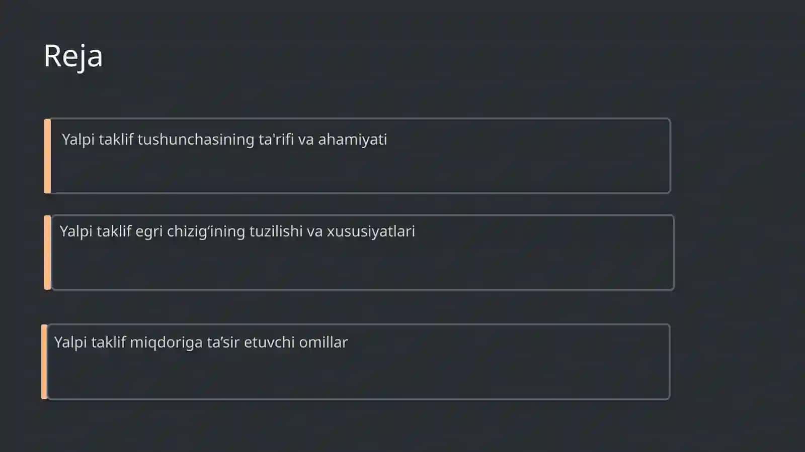 Yalpi taklif tushunchasi, yalpi taklif egri chizig‘i va uning miqdoriga ta’sir etuvchi omillar 2