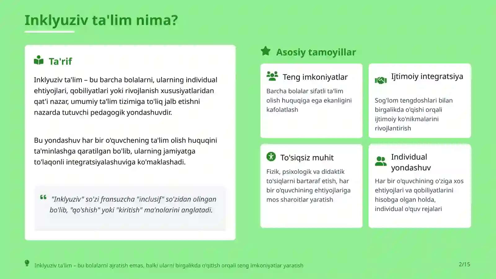 Inklyuziv ta'limning modellari 2
