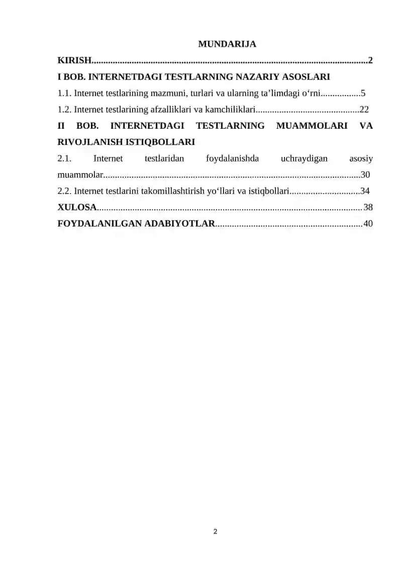 “INTERNETDAGI TESTLAR YANGI MUAMMOLARI VA ISTIQBOLLARI” 2