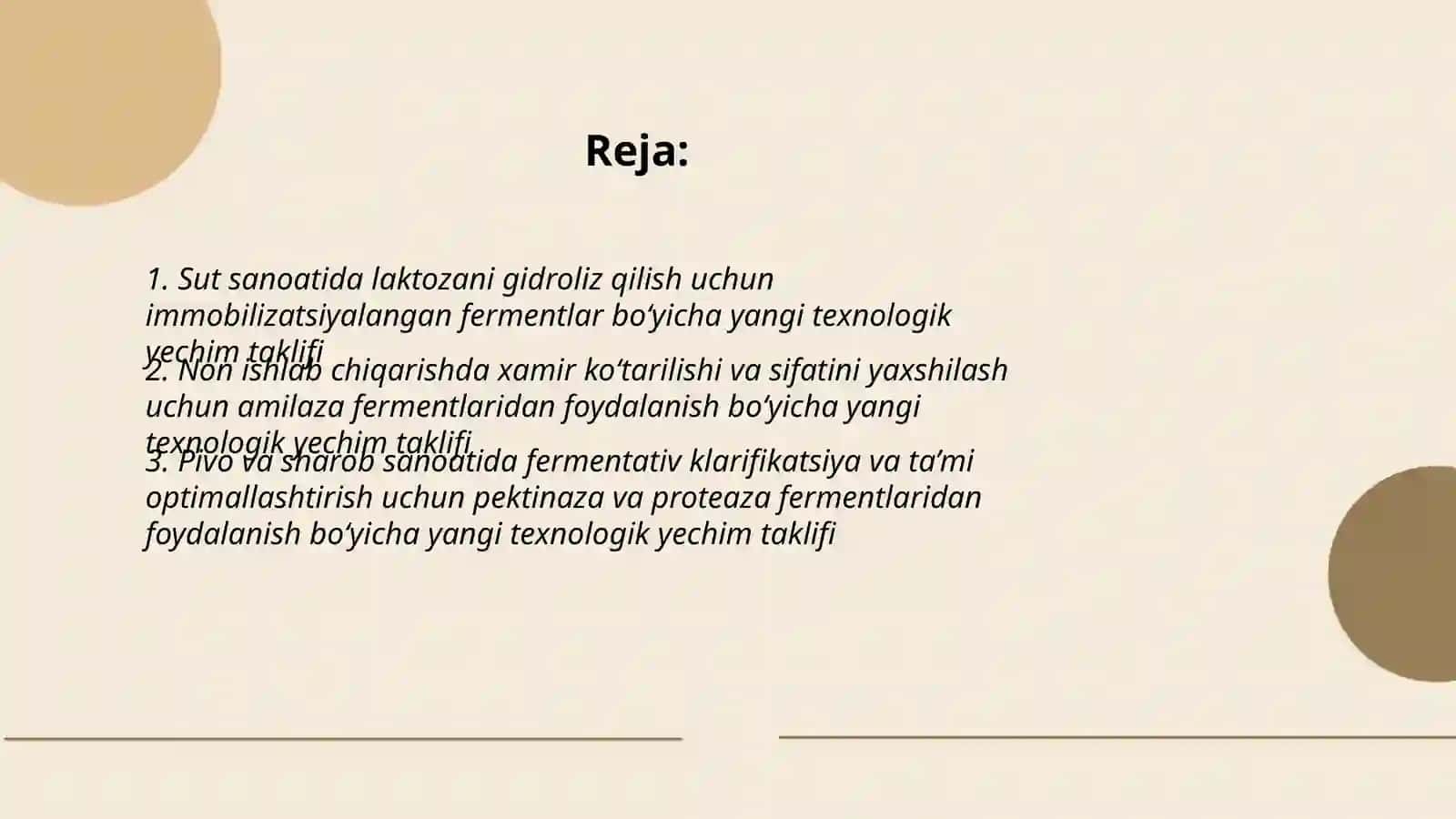 Oziq-ovqat sanoatida fermentlar ishlatish bo‘yicha yangi texnologik yechim taklifi 2