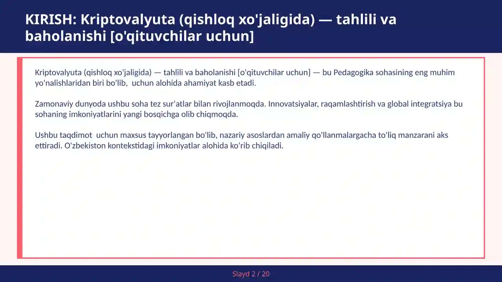 Kriptovalyuta (qishloq xo'jaligida) — tahlili va baholanishi [o'qituvchilar uchun] 2