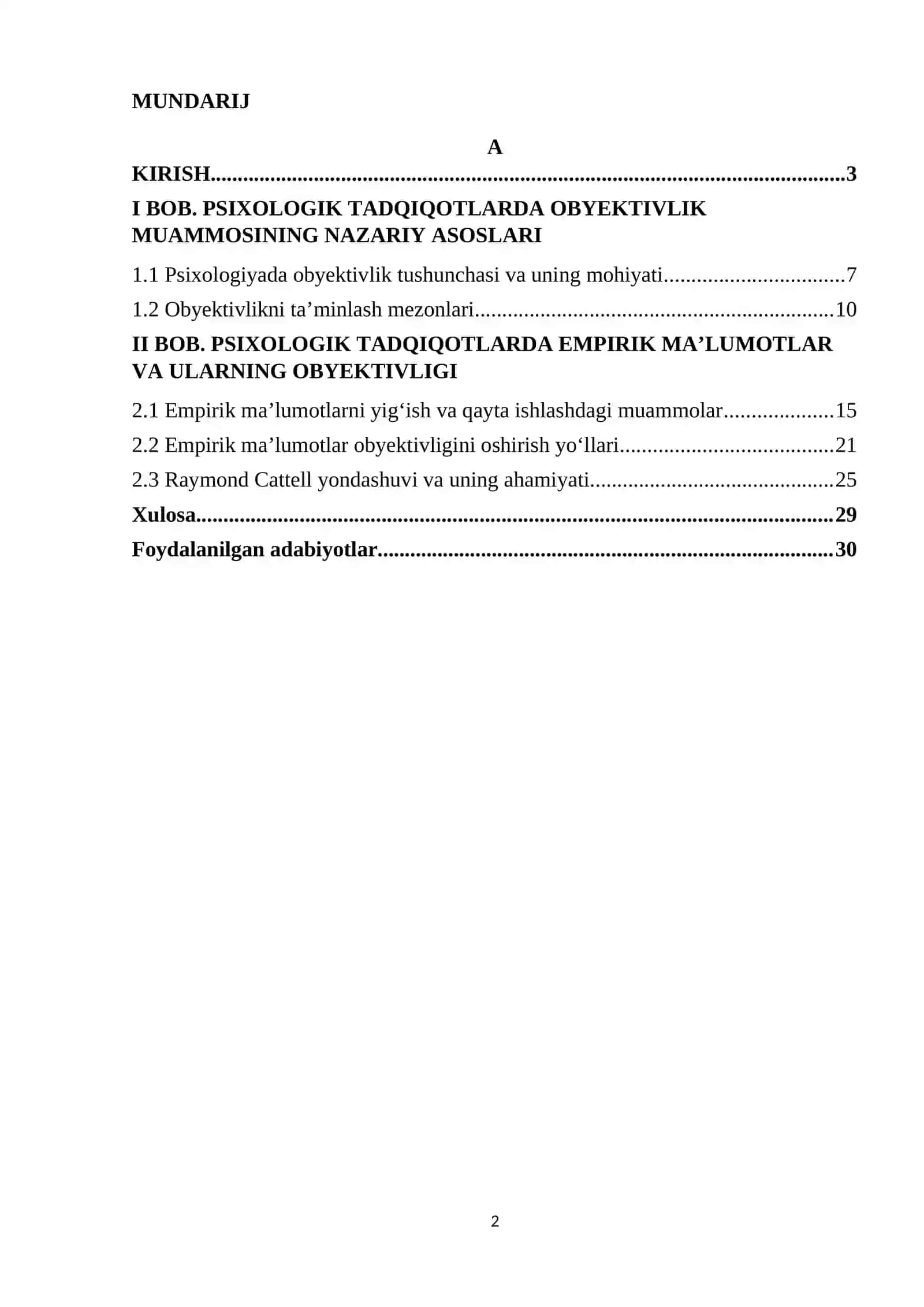 Psixologik tadqiqot obyektivligi muammosi mezonlar, empirik ma'lumotlar va R. Kettell yondashuvi 2