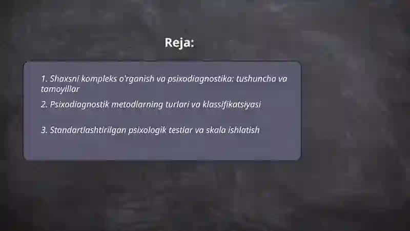 Shaxsni kompleks o'rganishning psixodiagnostik metodiklaari 2