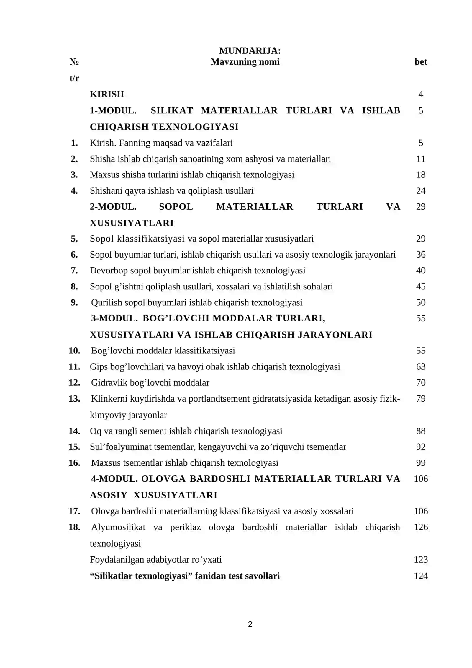 SILIKATLAR TEXNOLOGIYASI o'quv qo'llanma.docx 2