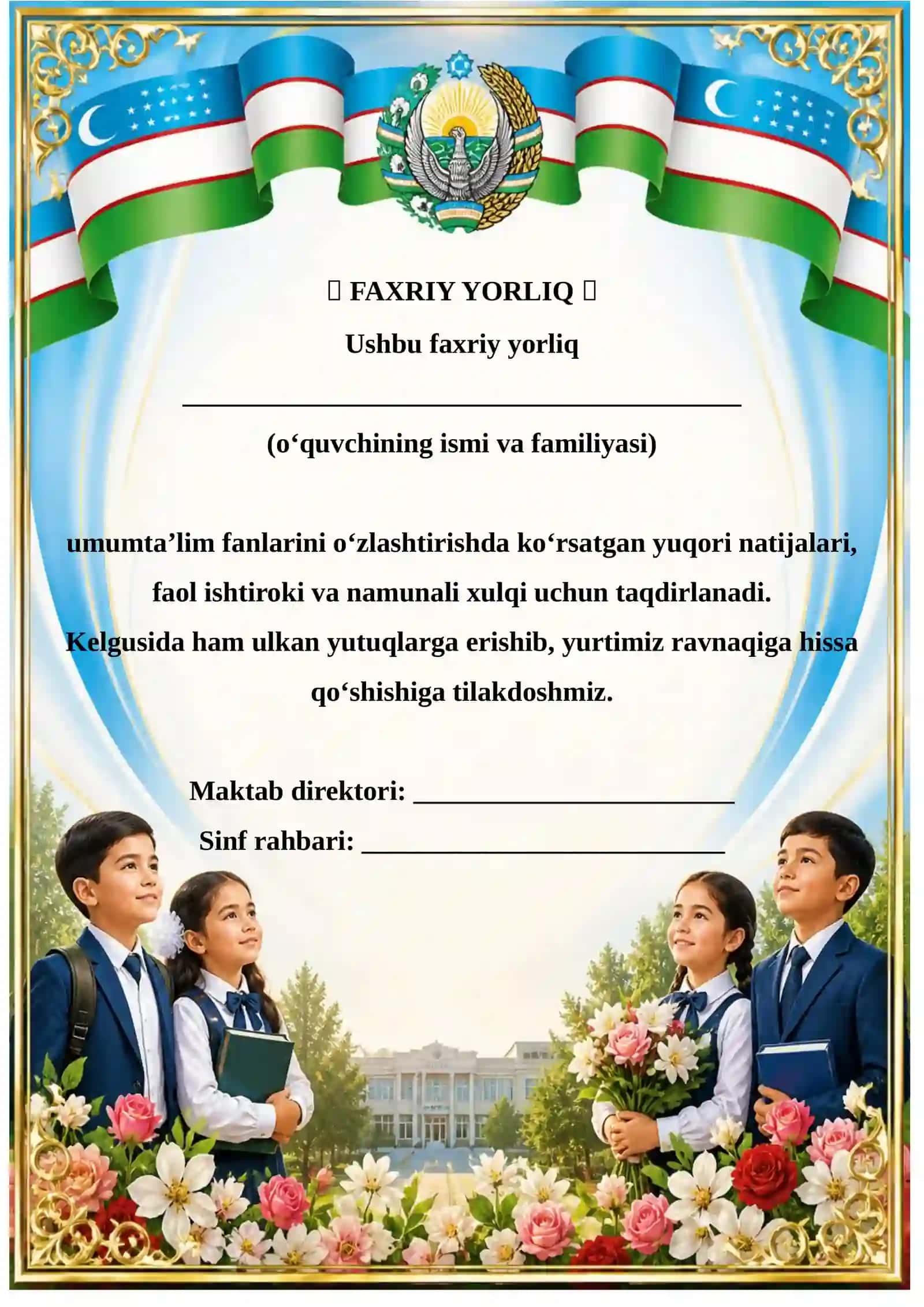Faxriy yorliqlar jamlanmasi 2