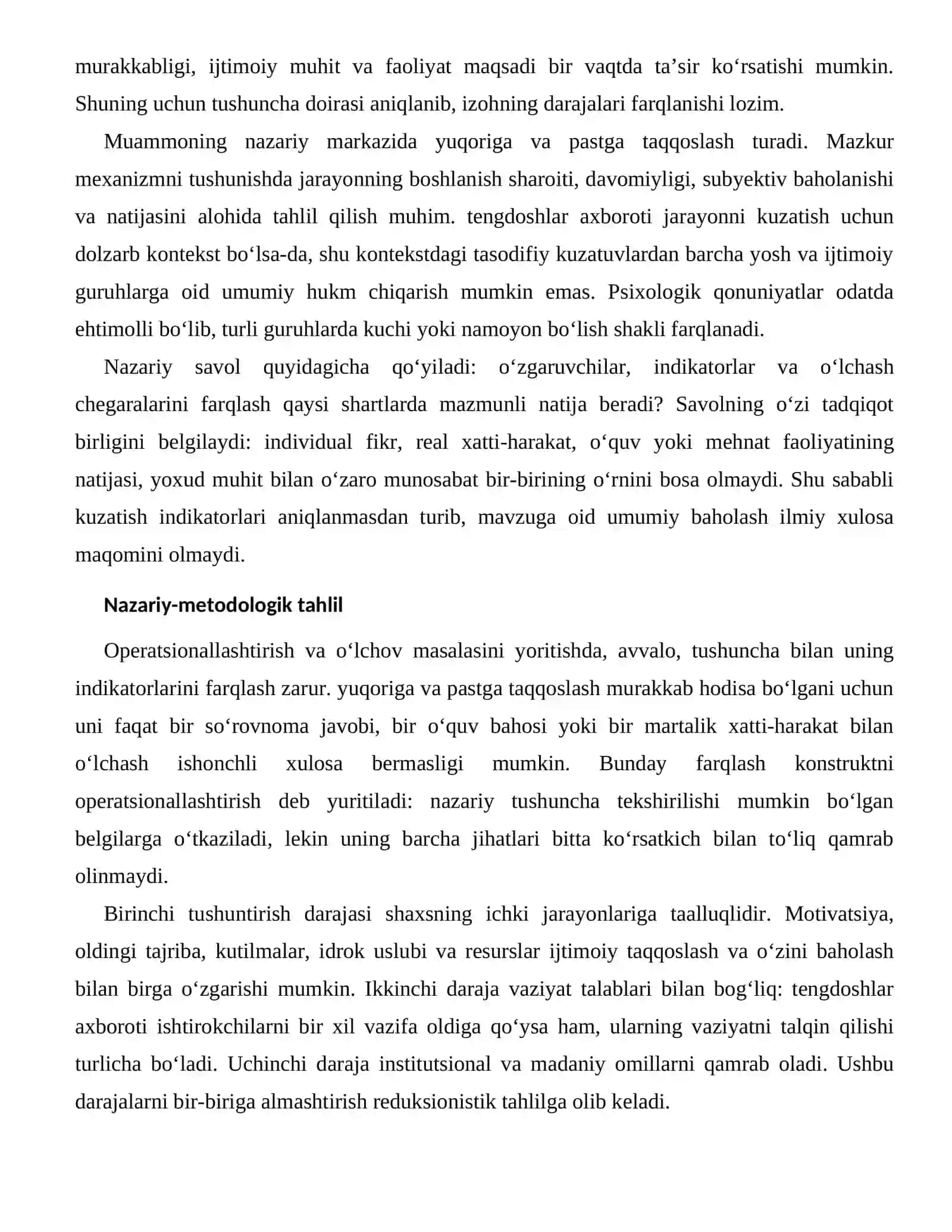 IJTIMOIY TAQQOSLASH VA O‘ZINI BAHOLASHNING BAHOLASH VA DIAGNOSTIKA MASALALARI 2