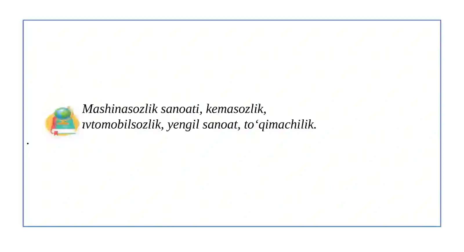 Jahon mashinasozlik va yengil sanoati geografiyasi 2