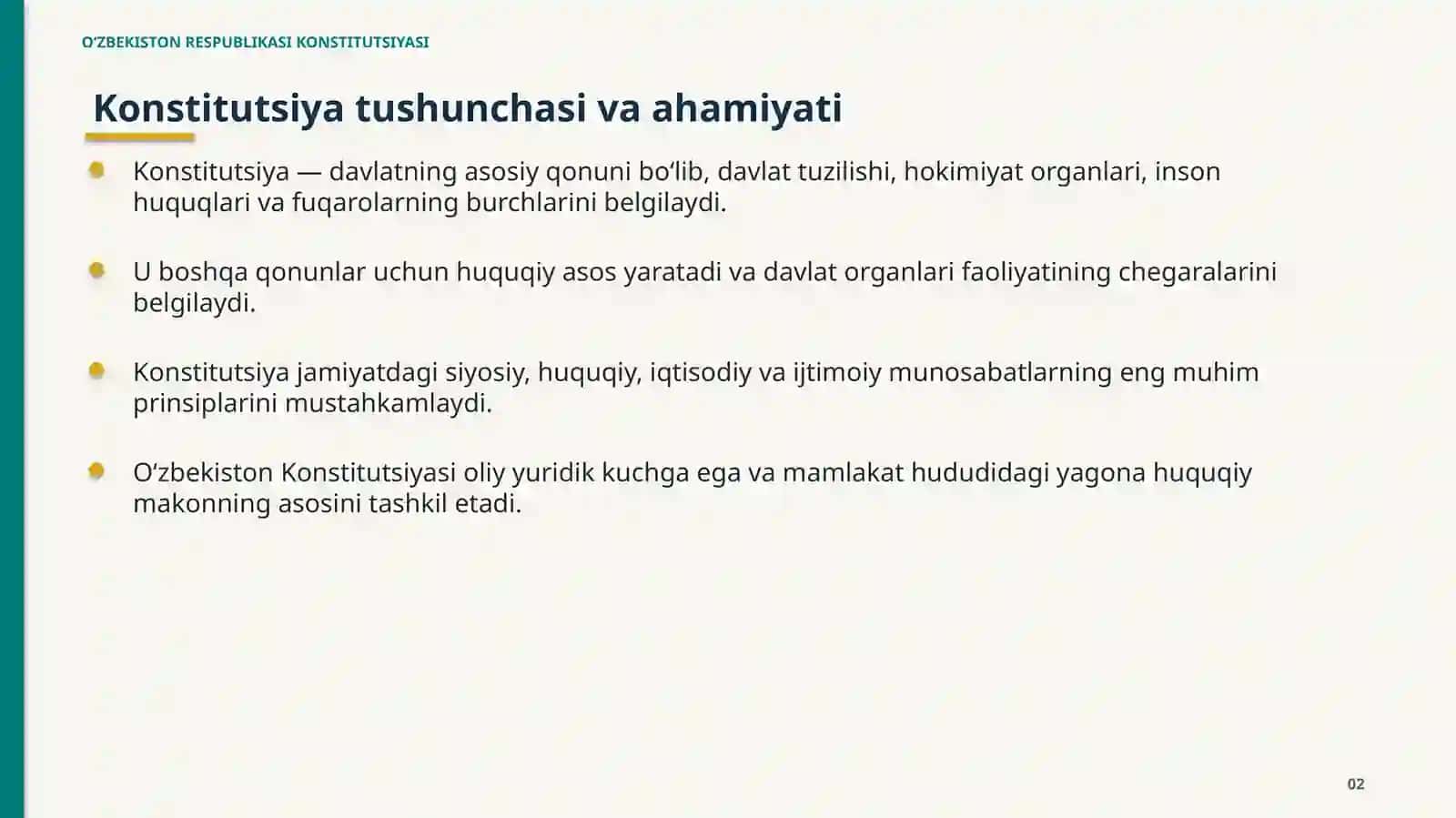 O‘ZBEKISTON RESPUBLIKASI KONSTITUTSIYASI 2