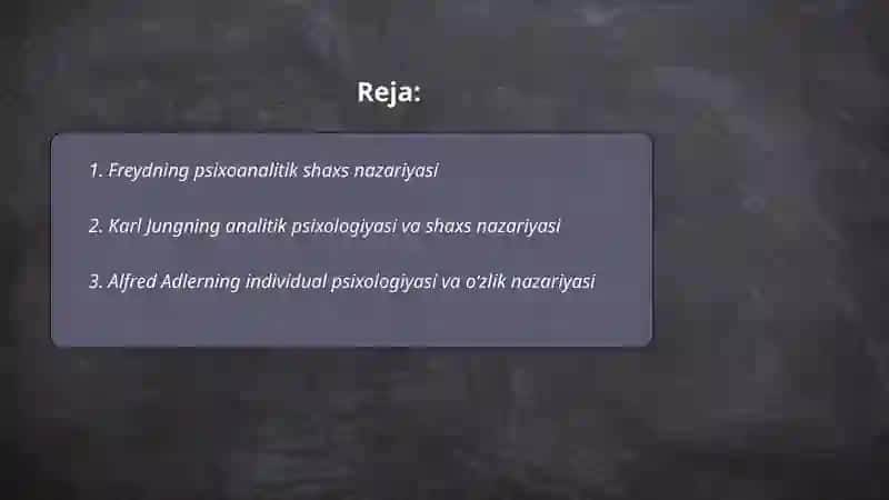Chet el psixologiyasida shahs nazariyalari 2