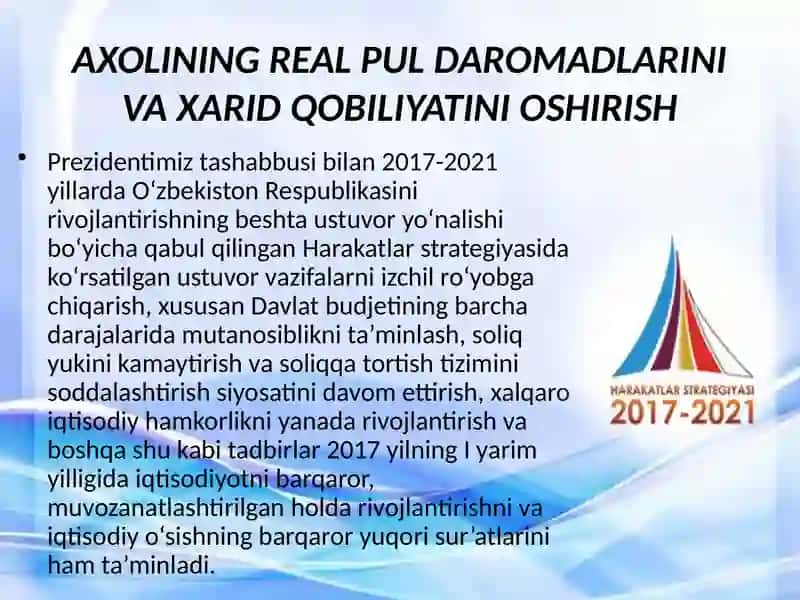 O‘zbekiston Respublikasini rivojlantirishning beshta ustuvor bo‘yi 2