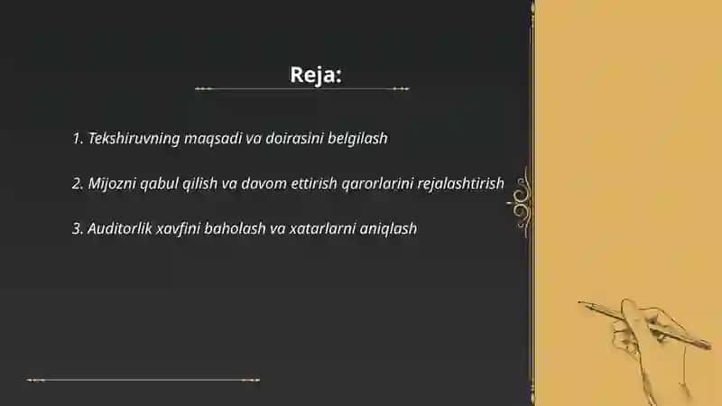 Auditorlik tekshiruvini rejalashtirish 2
