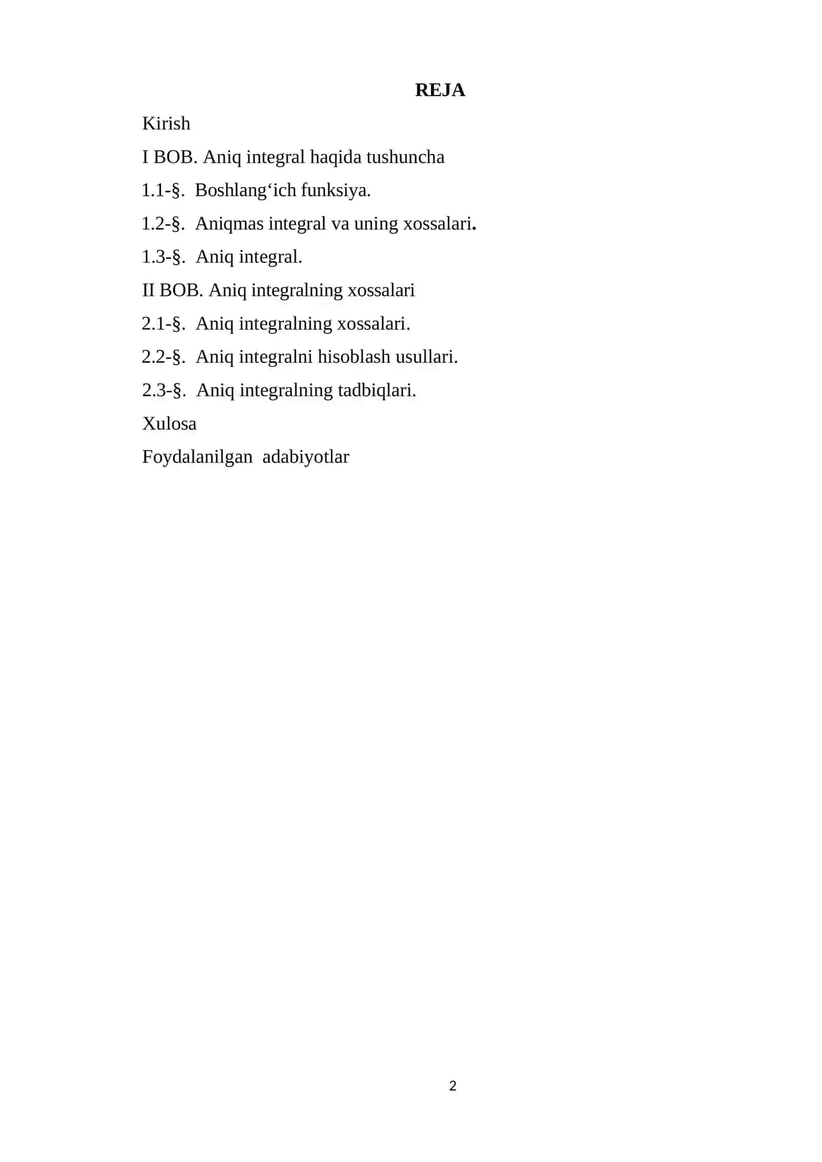Aniq integral va uning xossalari 2