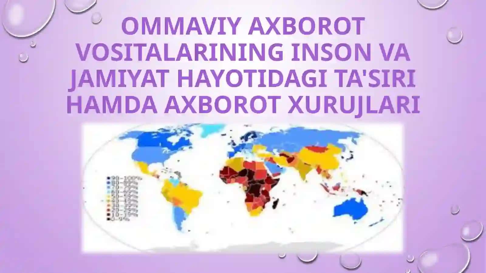 Taqdimot: OMMAVIY AXBOROT VOSITALARINING INSON VA JAMIYAT HAYOTIDAGI TA'SIRI HAMDA AXBOROT XURUJLARI 2
