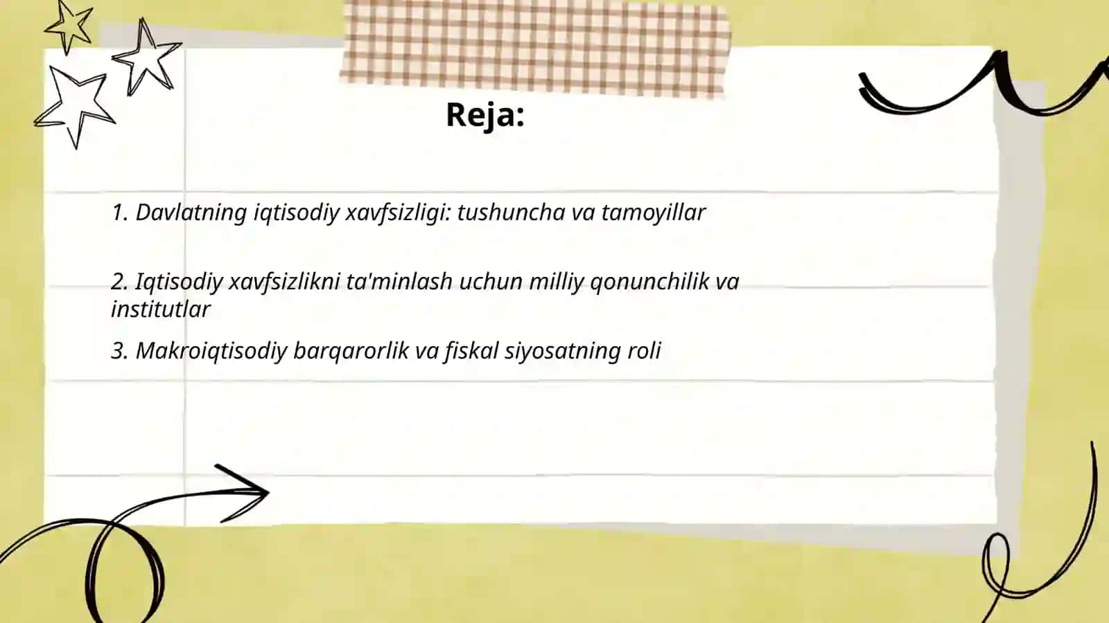 Davlatning iqtisodiy xavfsizligini ta'minlash siyosati 2