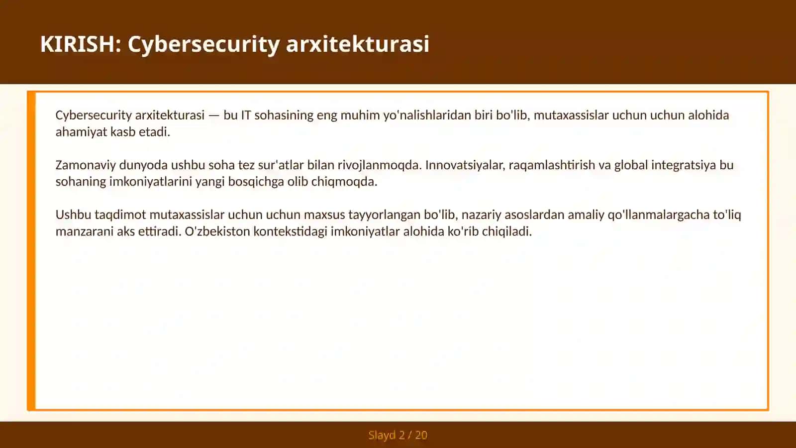 Cybersecurity arxitekturasi 2