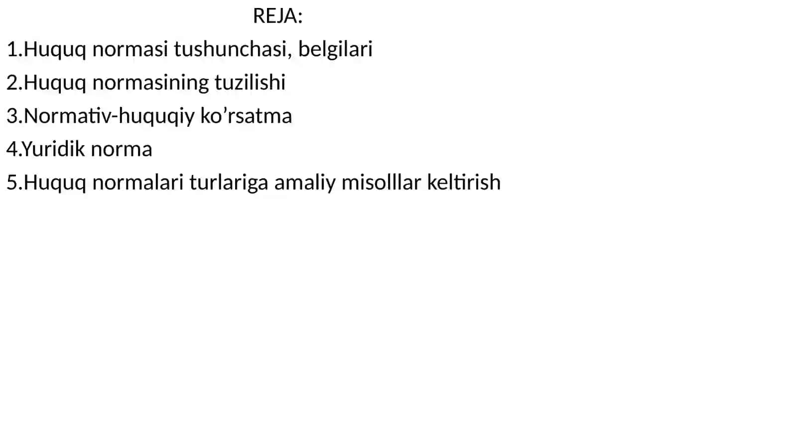 Huquq normasi,normativ-huquqiy ko’rsatma,yuridik norma tushunchalari,belgilari va mazmuni 2