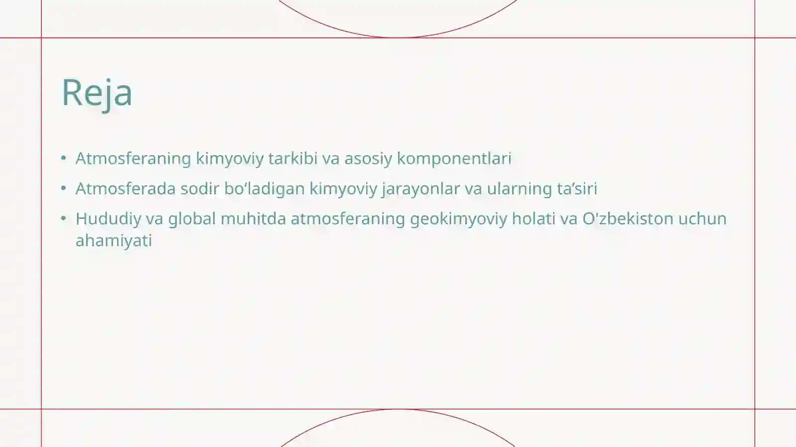 Atmosfera geokimyosi. Atmosferaning kimyoviy tarkibi 2
