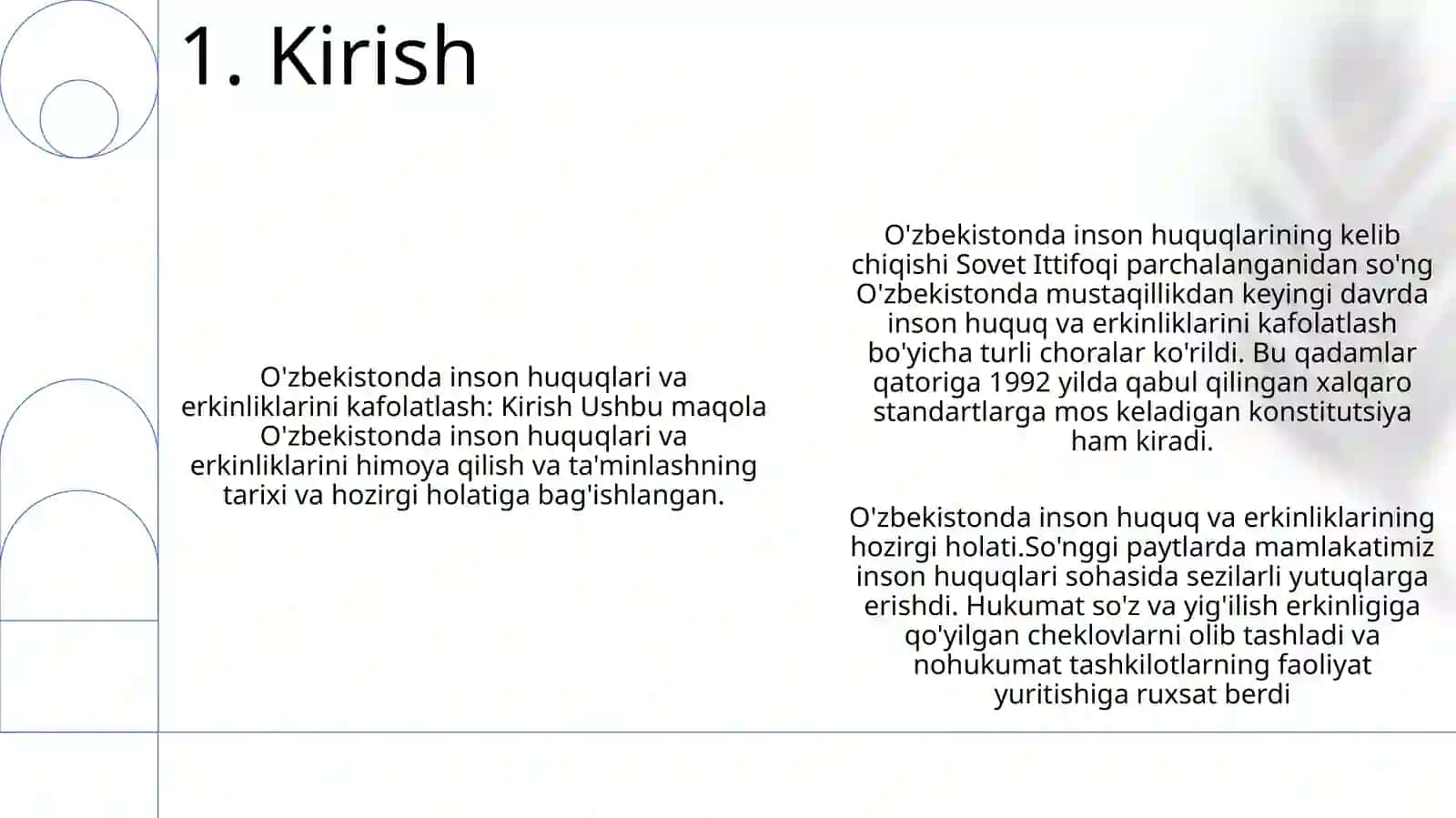 Ózbekistonda Inson Huquqlari Va Erkinliklari Kafolatining Yaratilishi 2
