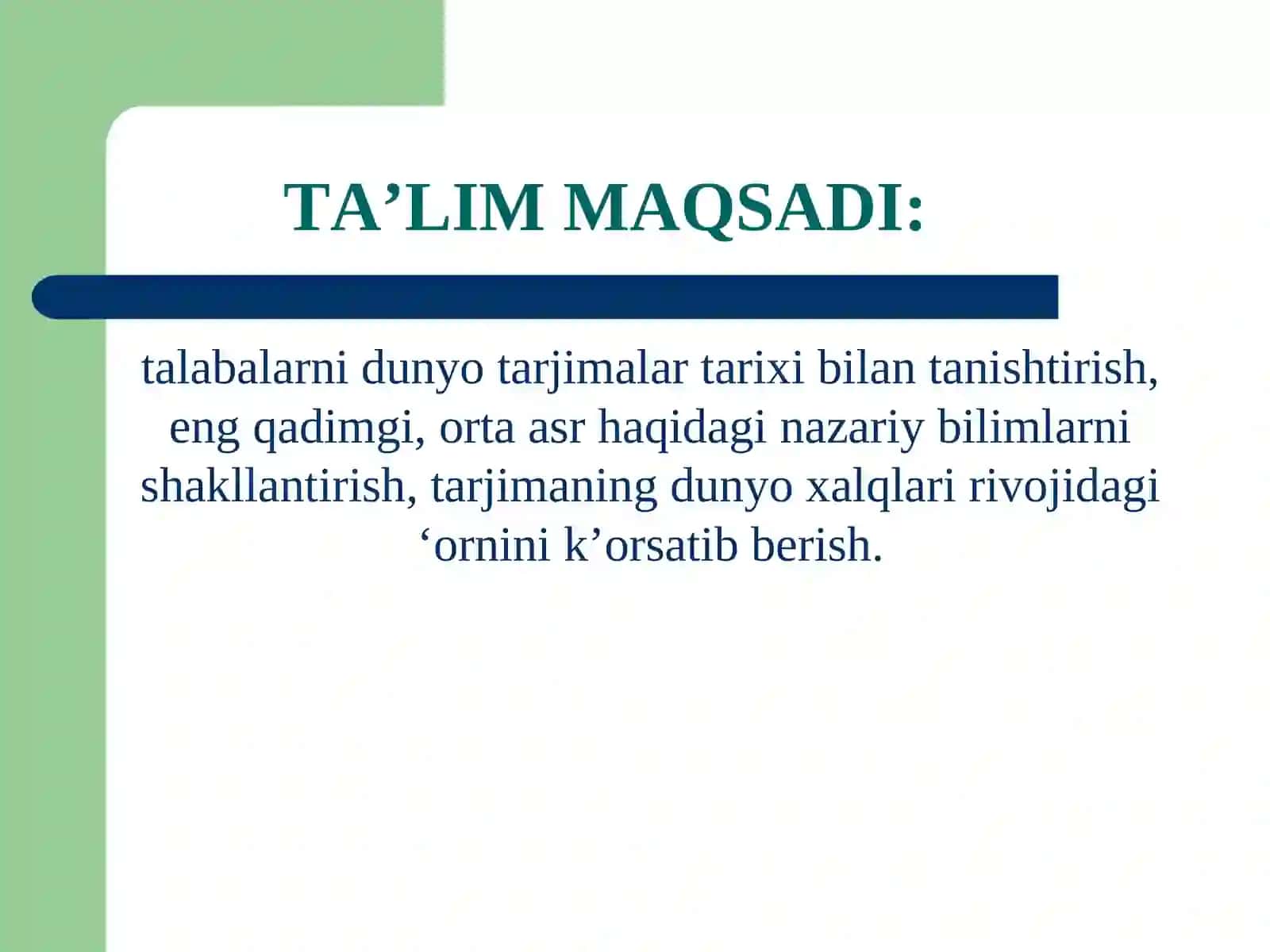 DUNYO TARJIMALARI TARIXI 2