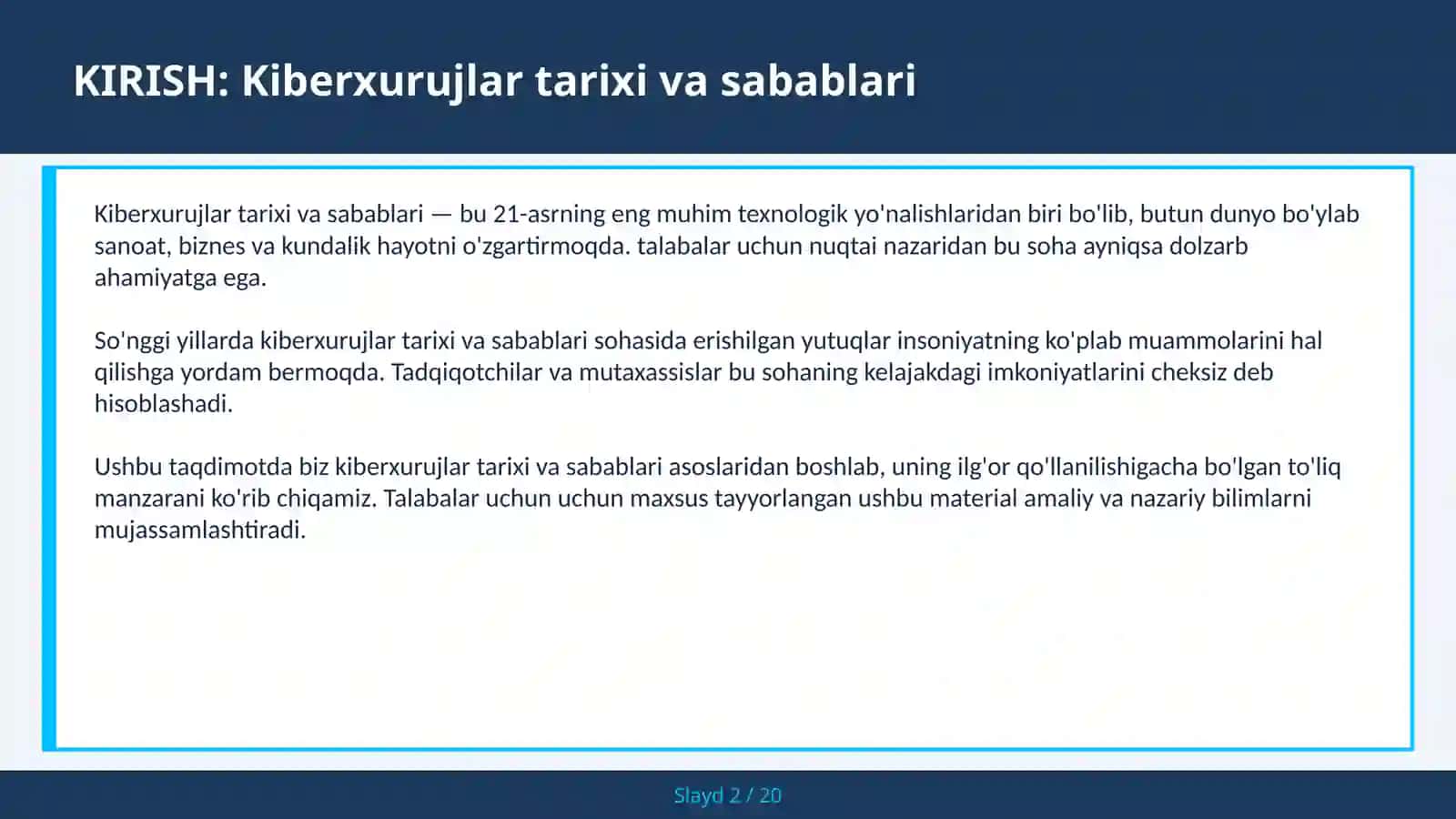 KIBERXURUJLAR TARIXI VA SABABLARI 2