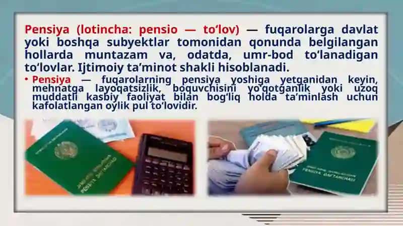 Yoshga doir pensiya tayinlash va to'lash tartibi 2