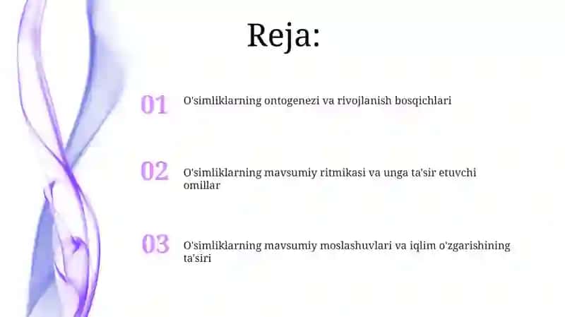 O'simliklarning ontogenezi va rivojlanish bosqichlari 2