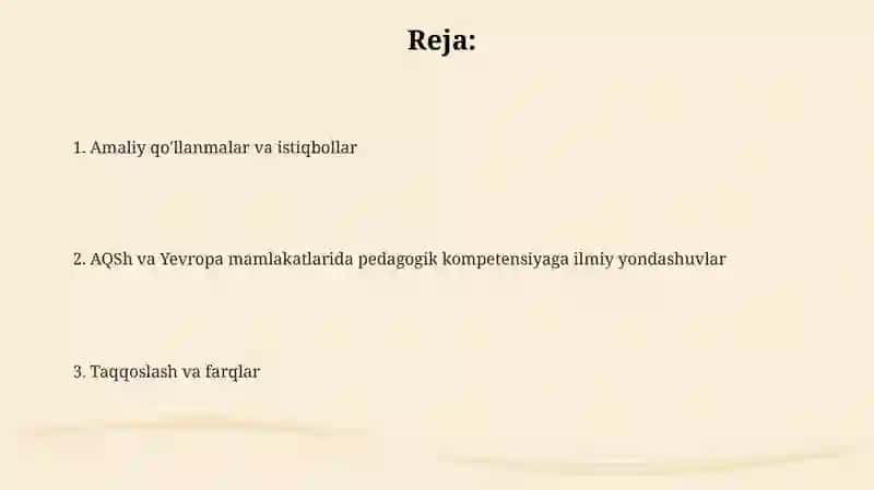 AQSH va Yevropa davlatlari pedagogik kompetensiya boʻyicha ilmiy yondashuvlar 2