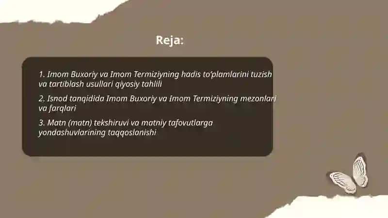 Imom Buxoriy va Imom Termiziyning hadis ilmiga qoʻshgan hissalarini qiyosiy tahlili 2