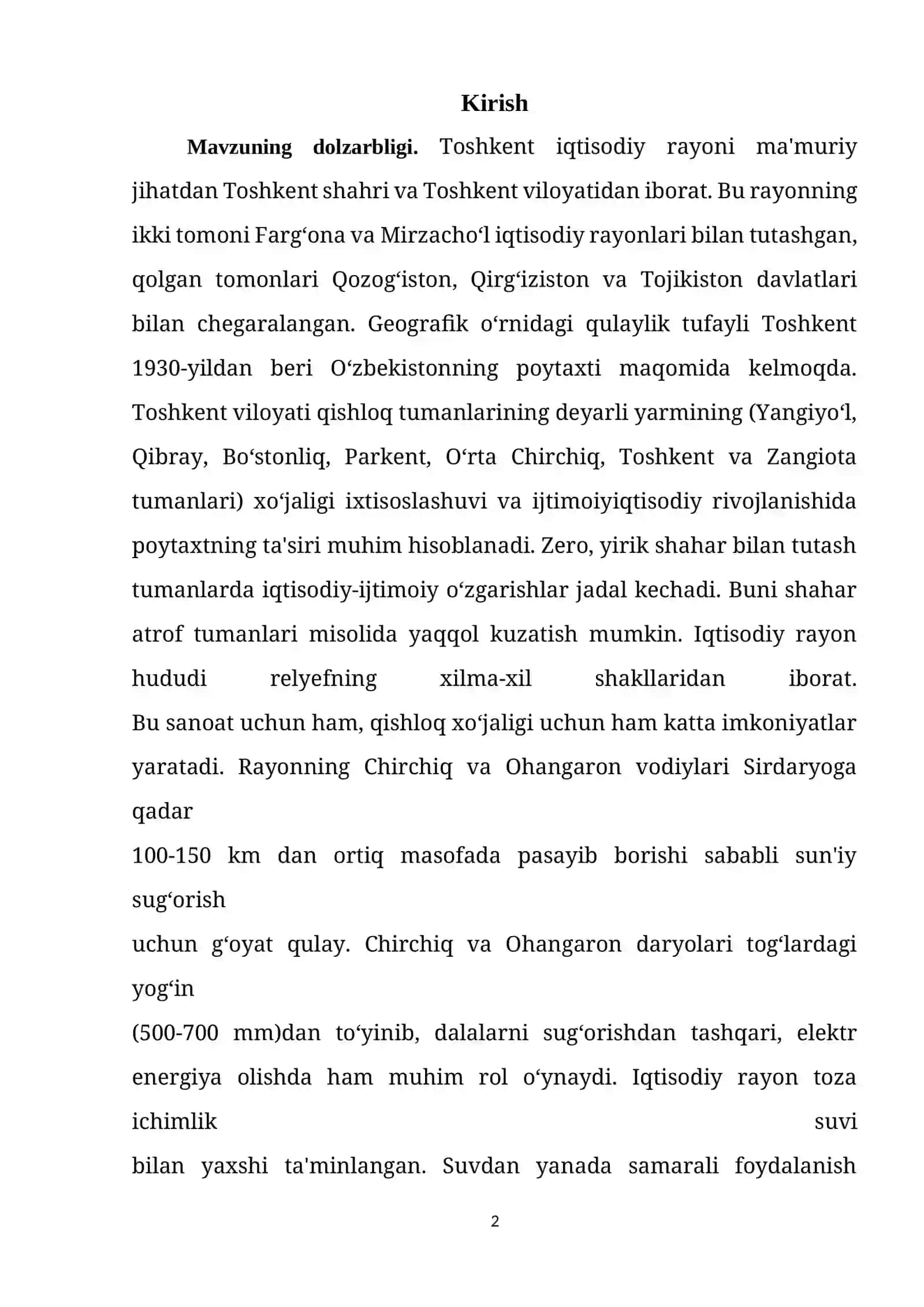 Toshkent iqtisodiy rayoni qishloq xo`jaligi 2