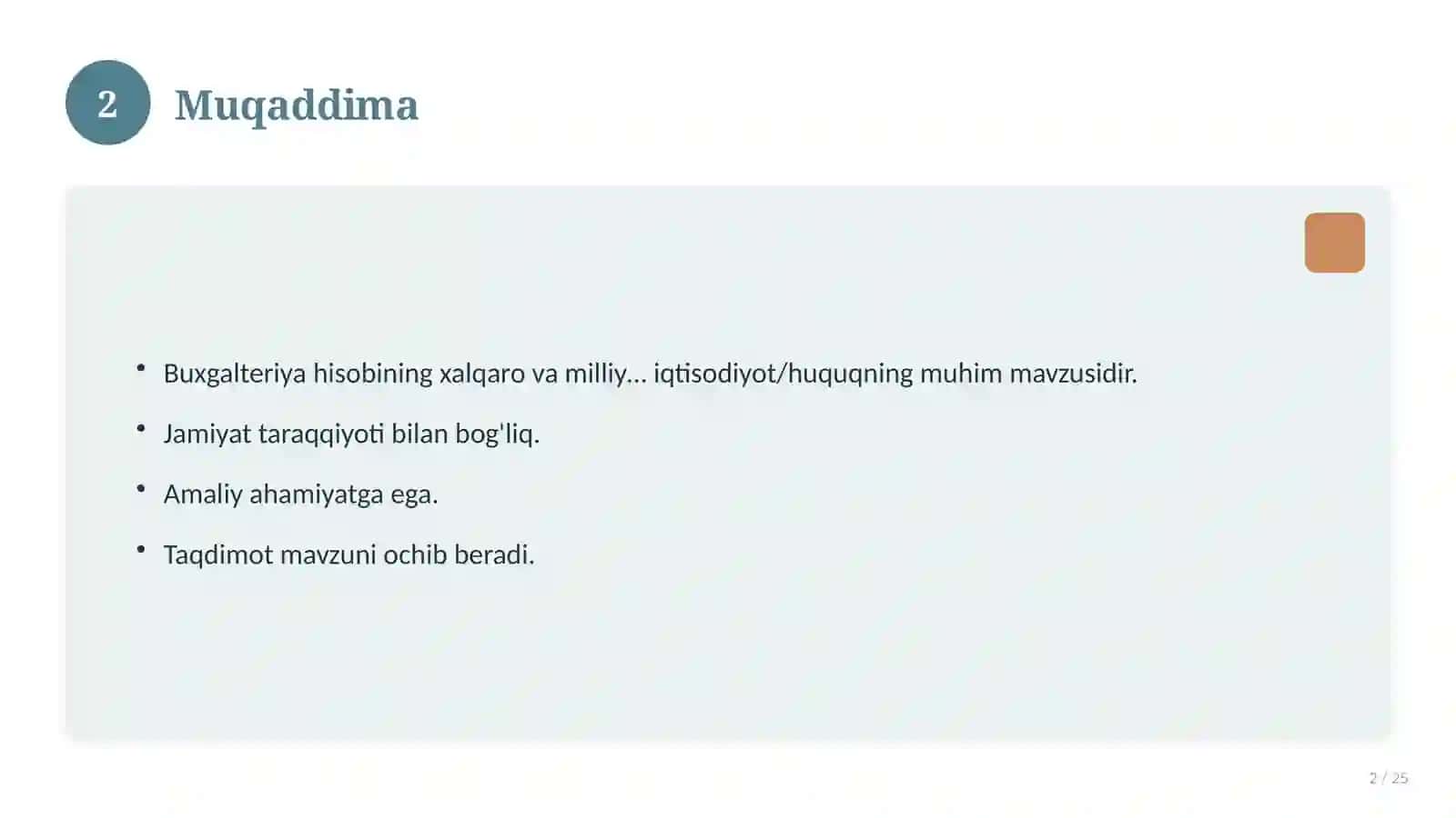 Buxgalteriya hisobining xalqaro va milliy standartlari 2