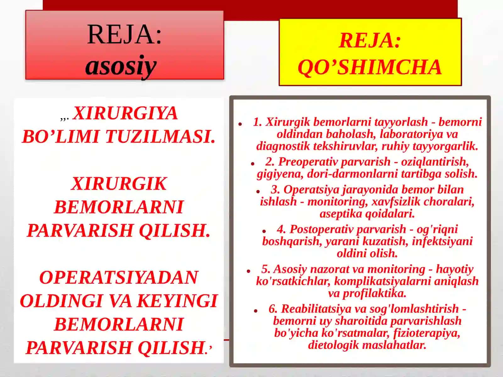 Xirurgik Bemorlarni Parvarish Qilish 2