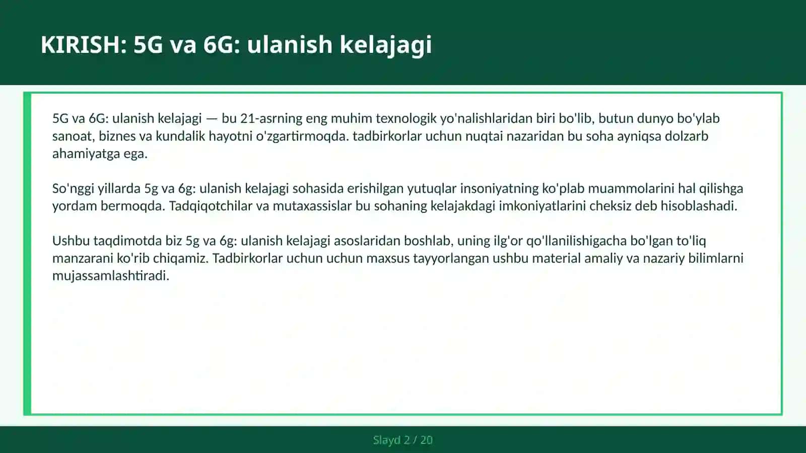 5G va 6G: Ulanish Kelajagi 2